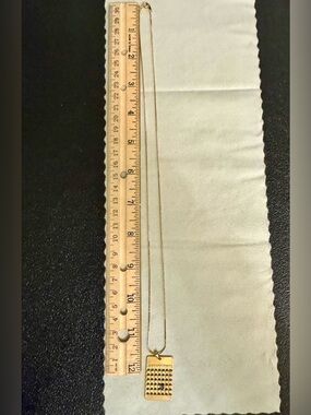 Gold-Tone Calendar Pendant Necklace with Blue September Birthstone